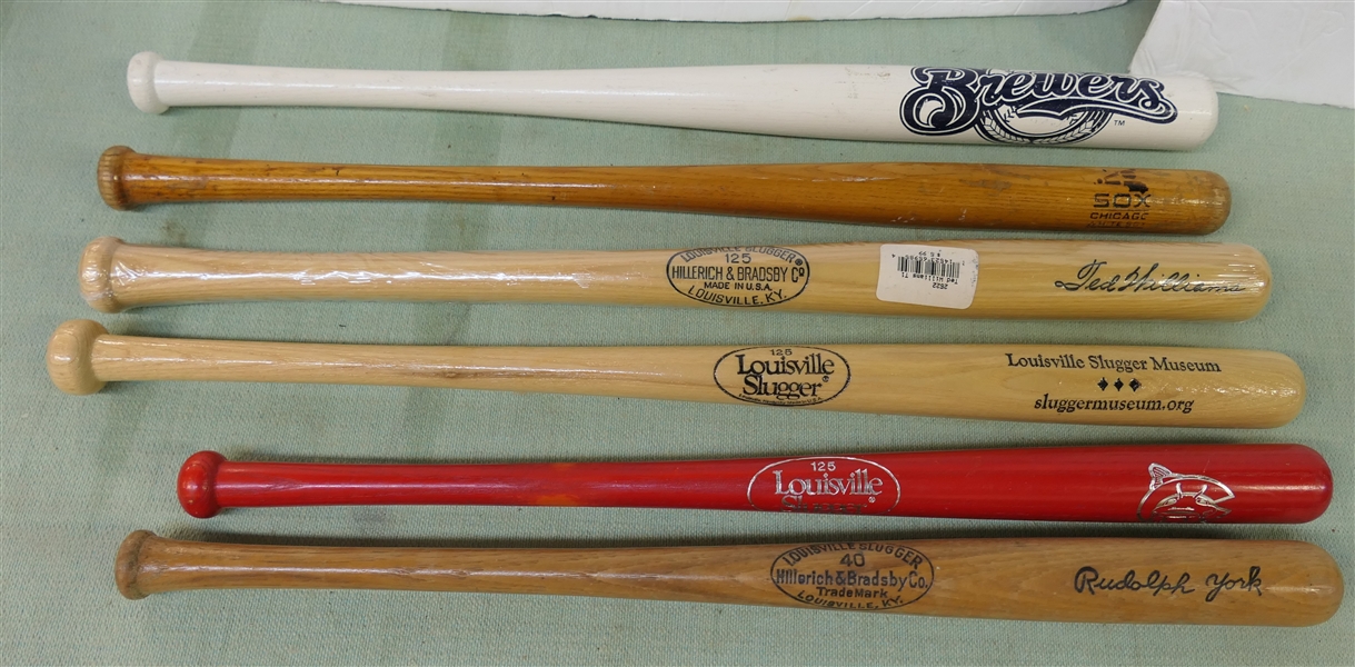 6 Wooden Promotional Louisville Slugger Mini Bats 