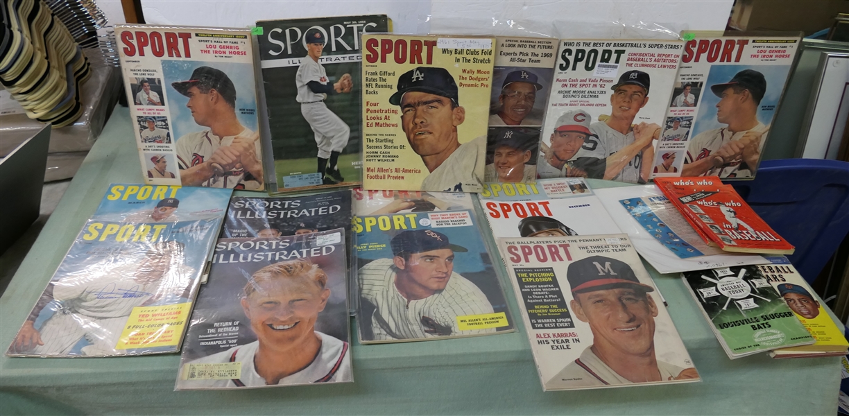 1950s "Sport" and "Sports Illustrated" Magazines and "Whos Who in Baseball" Paperbound Books