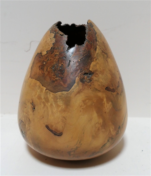 Spalted Maple Burl Turned Wood Vase Signed by Artist D. Rhudy and Dated 11 - 94 - Vase Measures 7 1/4" Tall 