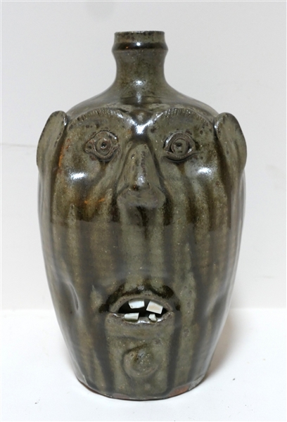North Carolina Art Pottery Face Jug - Signed RA 1991 - Jug Measures 10" Tall 