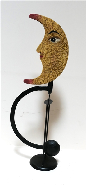 Metal Swinging Moon with Moving Eye - Measures 32" Long