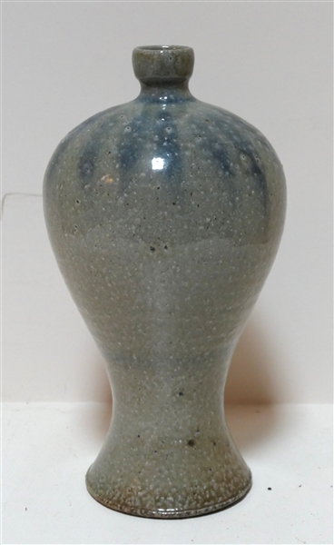 Mark Hewitt North Carolina Art Pottery Vase - Signed WMH "D" - Unusually Formed Vase with Blue Glaze - Measures 10 1/4" Tall 