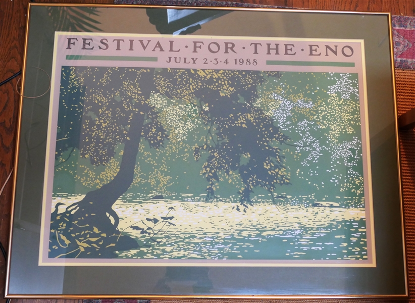 "Festival For The Eno" July 2-3-4 1988 Artist Signed and Numbered Silkscreen Print by Jenny Nygard Number 24/200 - Framed and Matted - Frame Measures 25" By 32"