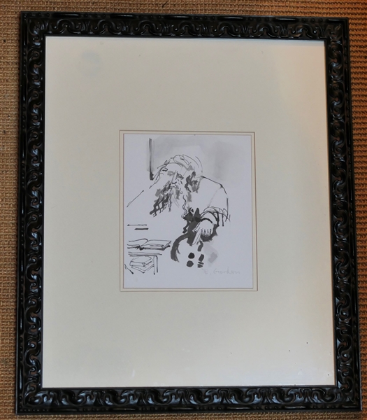 B. Gordon Artist Signed Pencil Drawing - Framed and Matted - Frame Measures 18" by 15"