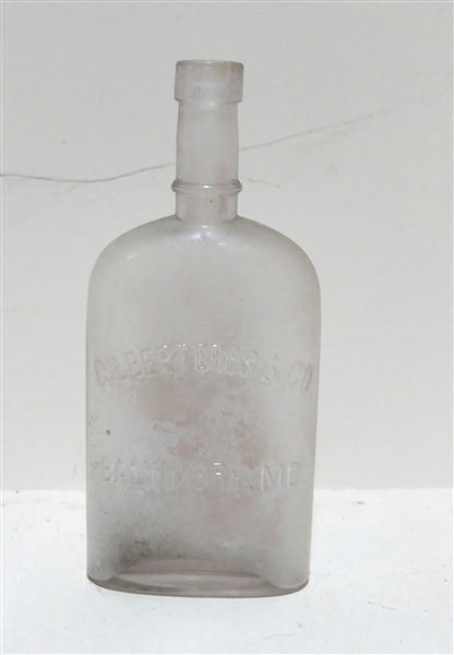 Gilbert Bros. & Co. Baltimore, MD - Flask - Iridized Glass - Measures 8 1/4" tall 