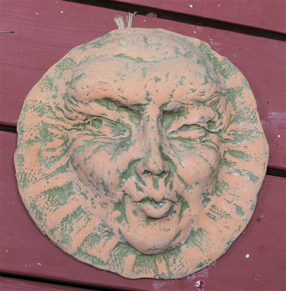 Terracotta Art Pottery Face Plaque - Measures 10" Across