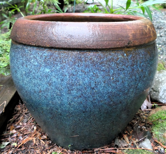 Beautiful Blue Glazed Art Pottery Planter Measures 14" Tall 16" Across