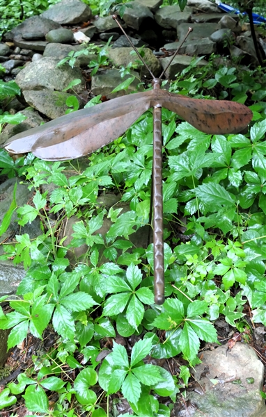 Metal /Copper Handmade Garden Statue - Dragonfly- Measures 18" Across