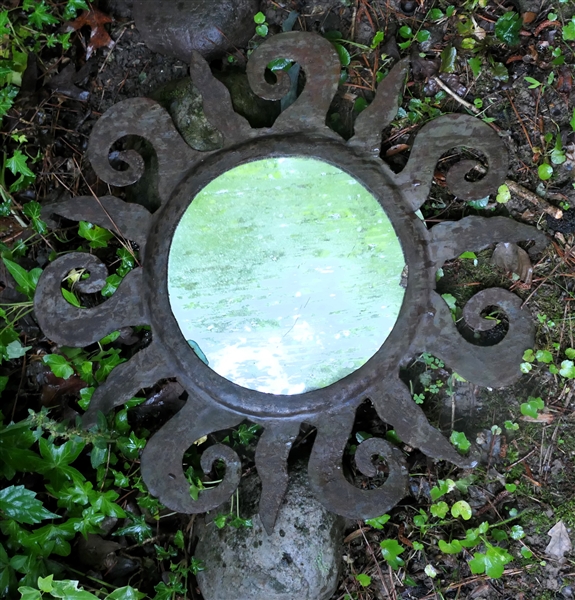 Handmade Copper Sun Mirror - Measures 19" Across