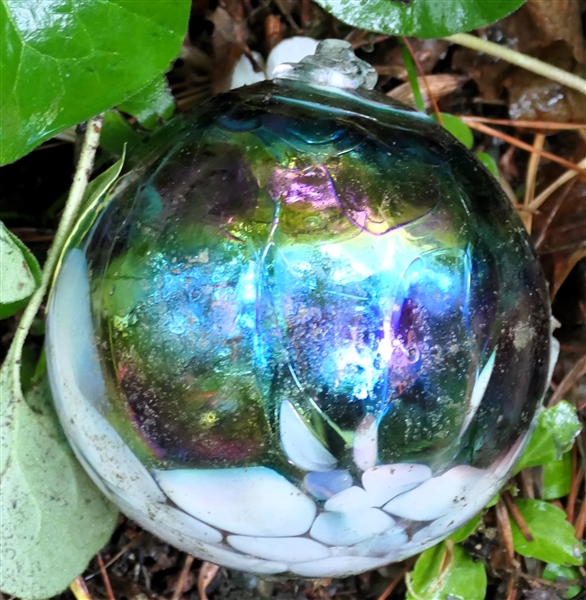 Handmade Art Glass Orb "Witch Ball"  - Measures 4" Across