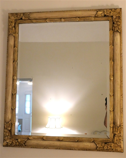 Large Gold Framed Beveled Mirror - Frame Measures 48" by 41" 