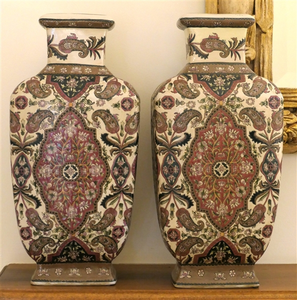 Pair of Decorator Mantle Vases - Each Measures 15 1/2" tall 