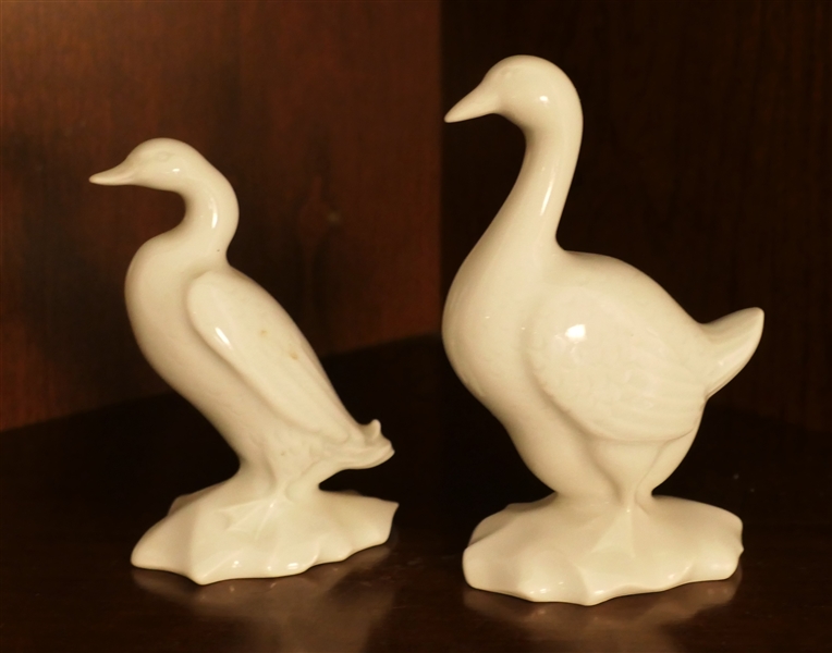 Pair of "Haviland" Limoges France White Porcelain Ducks - Larger Measures 4 1/2" Tall 