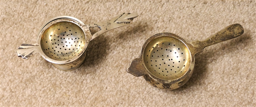 2 Individual Tea Strainers with Under Bowls - 