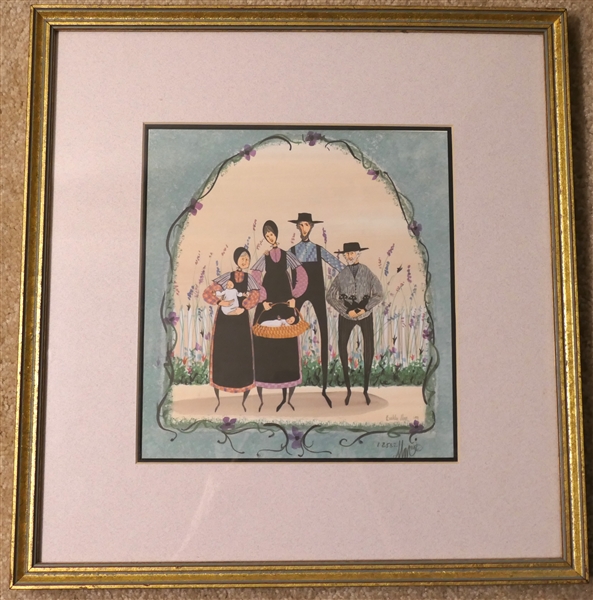 P. Buckley Moss Print - Artist Pencil Signed and Numbered 12582 - Framed and Double Matted - Frame measures 14 1/2" by 14"