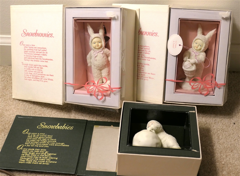 3 - Department 56 Snowbabies and Snowbunnie Figures in Original Boxes