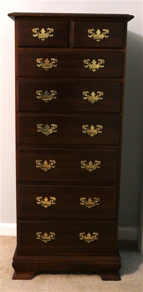 Nice Mahogany Finish Lingerie Chest - 7 Dovetailed Drawers with Brass Pulls - Chest Measures 51 1/2" Tall 22" By 16"