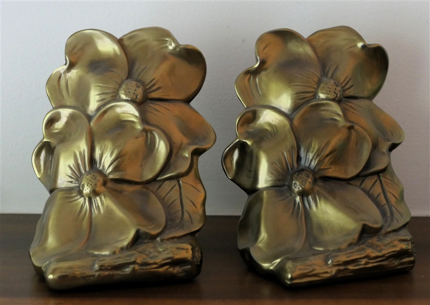 Pair of PM Craftsman Dogwood Bookends - Hand Crafted - Each Measures 5 1/2" Tall 