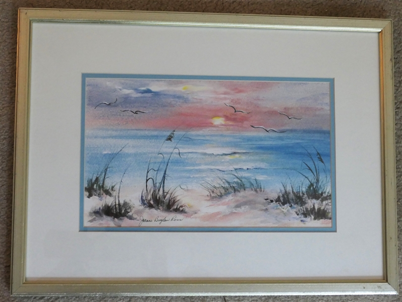 Joanne Bigelow Ross - Pastel / Watercolor of Beach Scene - Framed and Double Matted - Frame Measures 15 1/2" By 21" - Joanne Ross - Myrtle Beach, SC Artist