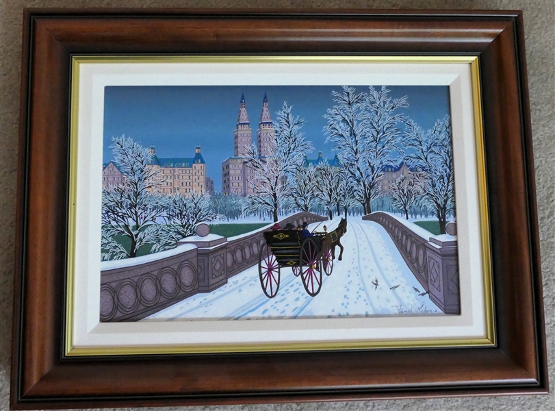 Francois Ledan "Romantic Promenade" Embellished Serigraph on Canvas - Framed - Frame Measures 16 3/4" By 22 1/4"