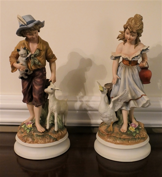 Andrea "Farm Boy and Girl" Porcelain Figures - Each Measures 12" Tall - Both Numbered 7893 