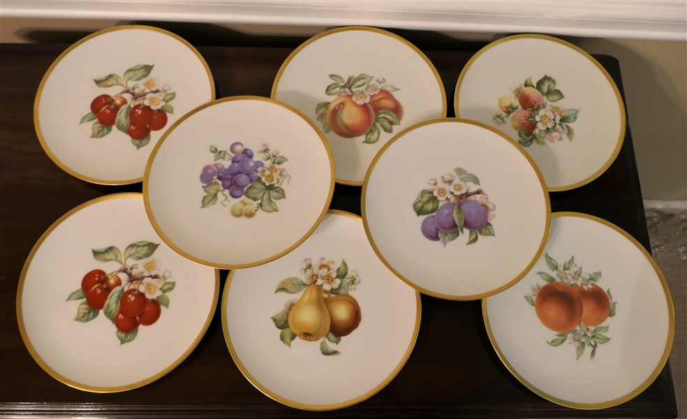 8 Bavaria Germany Fruit Plates with Nice Gold Trim - Each Measures 8" Across