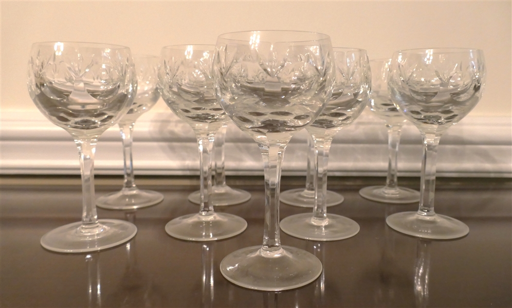 9 Gorham Crystal "Bamberg" White Wine Glasses -Each Measures 6 1/2"