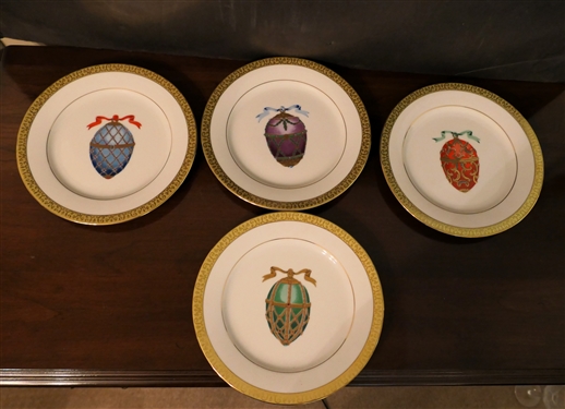 4 - Royal Gallery Gold Buffet Plates - Made in Sri Lanka Exclusively for Federated Department Stores - Each Plate Measures 8 1/2 Across