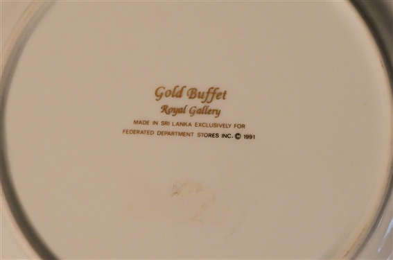 4 - Royal Gallery Gold Buffet Plates - Made in Sri Lanka Exclusively for Federated Department Stores - Each Plate Measures 8 1/2 Across