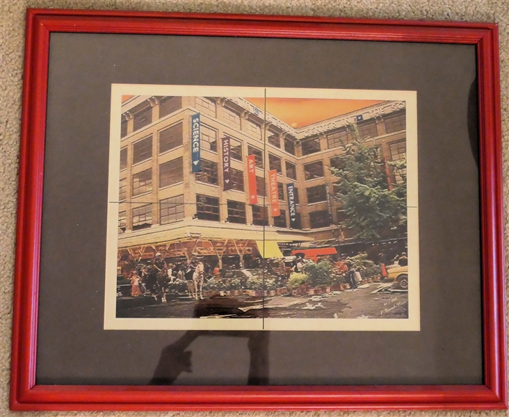 Art on Gold Limited Edition Print "City Market (Crackle" Numbered 61 /100 - Framed and Matted with Certificate on Reverse - Frame Measures 18"by 22"