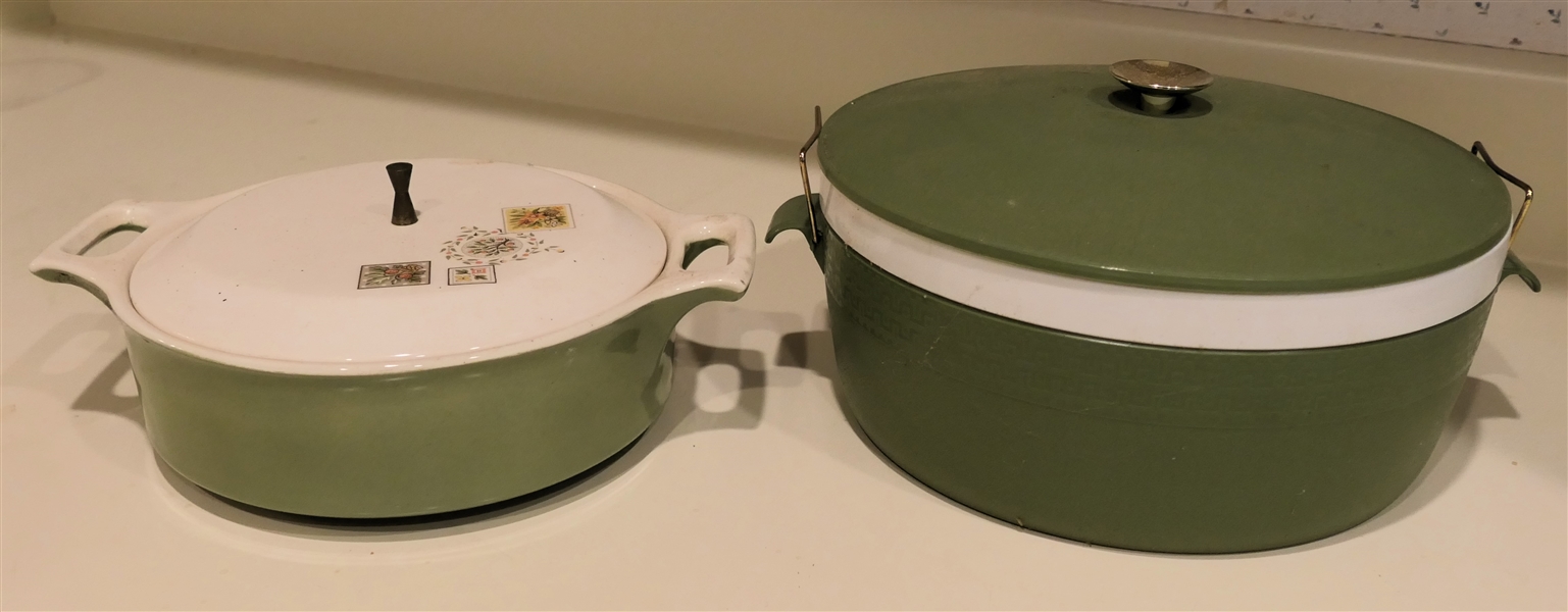 Olive Green Olympia Thermoware Container and Olive Green Casserole Dish With Lid