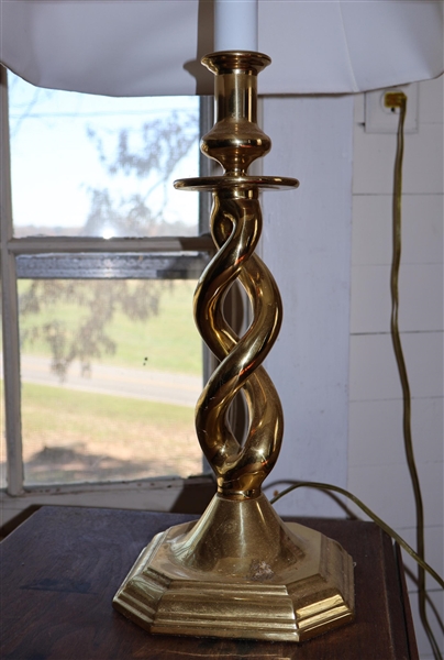 Twisted Brass Table Lamp - Measures 20" to Bulb