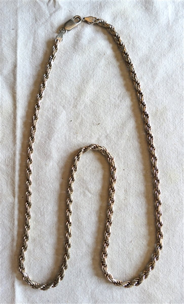 Very Nice Heavy Sterling Silver Rope Chain Necklace - Measures 25" 