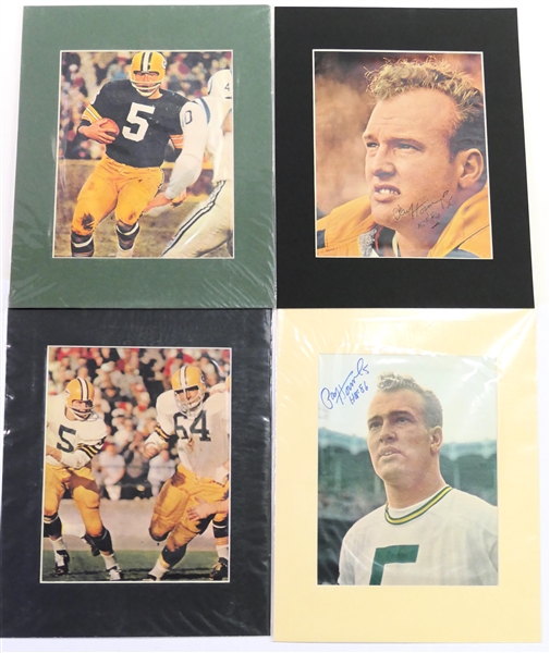 Paul Hornung #5 Green Bay Packers - HOF 86 - 2 Autographed Photos and 2 Game Play Prints - All Nicely Matted -  Photos are 8" by 10"