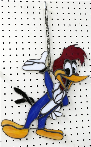 Lot Detail - Leaded Glass Woody Woodpecker by Durham NC Artist Michael ...