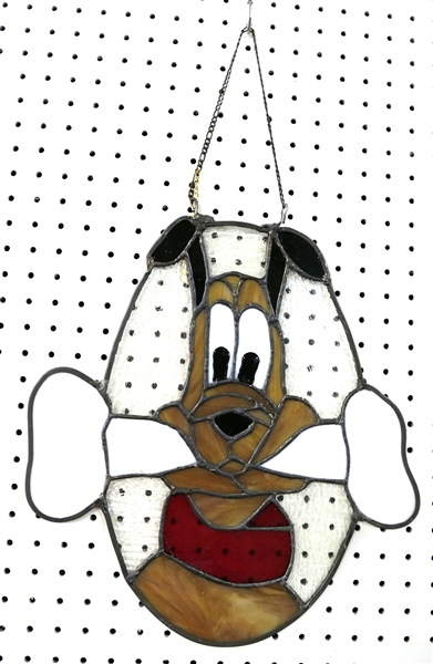 Leaded Glass "Pluto" Dog by Durham NC Artist Michael Glenn - Measures 16" By 15"