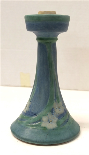Newcomb College Art Pottery Candle Stick AFS - Signature - Blue Matte Glaze - Measures 7" Tall 