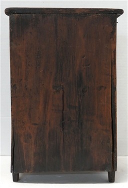 Miniature Offset Cupboard - 2 Glass Doors Over 3 Drawers - Cupboard Measures 12 1/2 Tall 5 by 8 