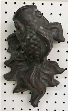 Asian Art Pottery Koi Fish Wall Pocket Planter - Measures 10 1/2 Long 6 1/4 Wide