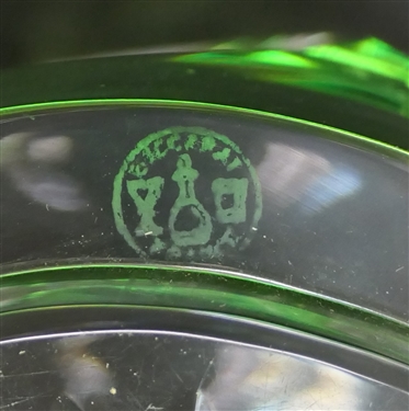 Signed Baccarat France Green Crystal Portrait Paperweight with Portrait of President James Monroe - Measures 2 1/2 Tall 3 1/8 Across
