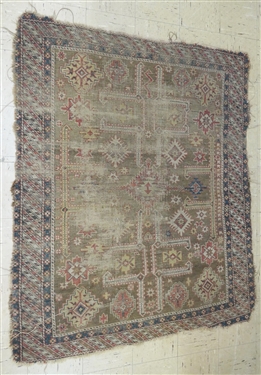 Antique Handmade Oriental Rug - Very Thin - Measures 56 By 45