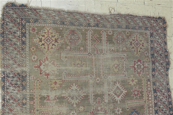 Antique Handmade Oriental Rug - Very Thin - Measures 56 By 45