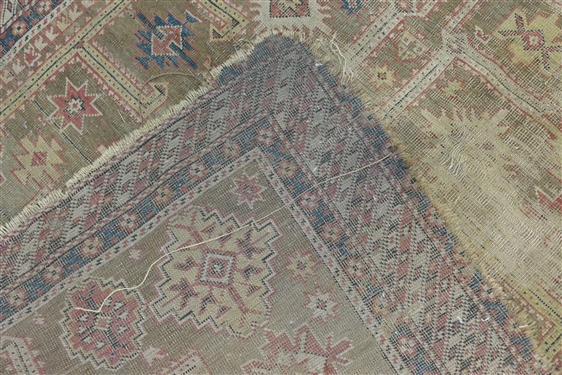 Antique Handmade Oriental Rug - Very Thin - Measures 56 By 45