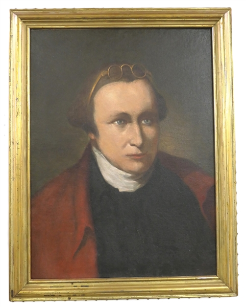 Oil On Canvas Portrait of Patrick Henry After Thomas Sully by Albert Adolph Dated 1893 - Framed in Gold Gilt Frame - Frame Measures 28" by 21 1/2" 