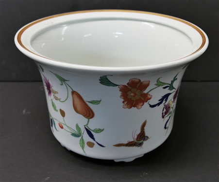 Mottahedeh Historic Charleston Reproductions Planter - Floral and Butterfly Motif - Measures 6 1/2 Tall 10 1/4 Across