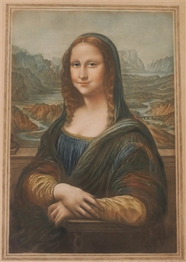 Samuel Arlent - Edwards Hand Colored Mezzotint Engraving After Leonardo Da Vinci's Mona Lisa - Artist Pencil Signed - Framed - Frame Measures 22 by 17 