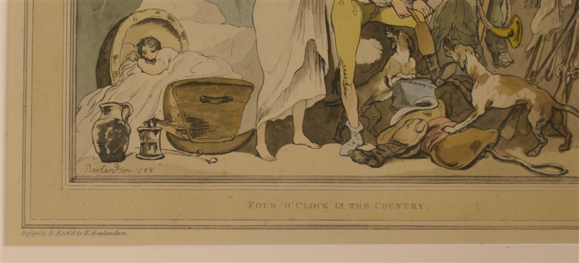 Thomas Rowlandson Four O'clock In The Country - Official 1927 Reproduction Produced to Fund Early Restoration in Williamsburg Virginia- Professionally Framed and Matted - Frame Measures 24 by 28 