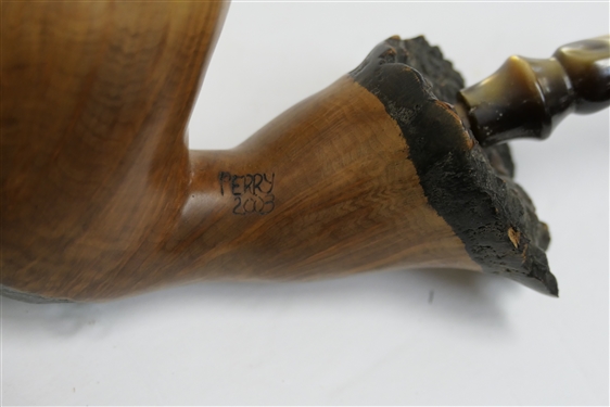 Handmade Perry Pipe - Marked Perry 2003 Handmade by Jerry Perry, North Carolina - Pearlized Stem - Measures 7 5/8 Long - Appears Unused