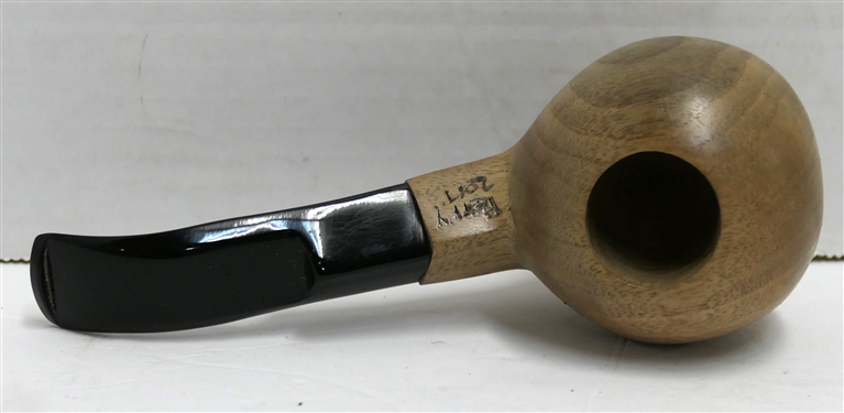 Handmade Perry Pipe - Marked 2017 - Light Colored Rounded Bowl - Handmade By Jerry Perry, North Carolina - Measures 6 Long - Appears Unused 