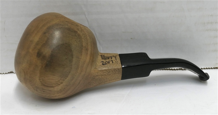 Handmade Perry Pipe - Marked 2017 - Light Colored Rounded Bowl - Handmade By Jerry Perry, North Carolina - Measures 6 Long - Appears Unused 
